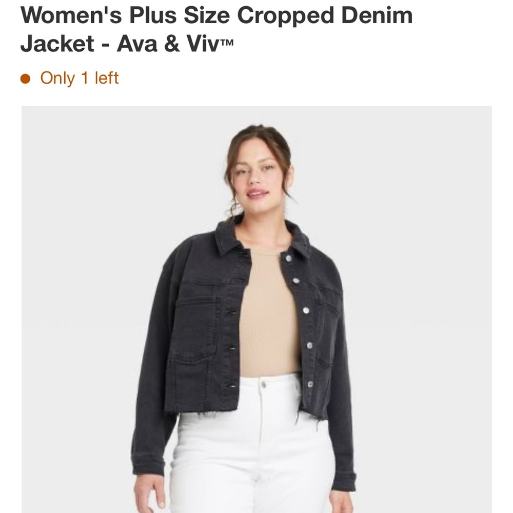COPY - Women's Plus Size Cropped Denim Jacket - Ava & Viv